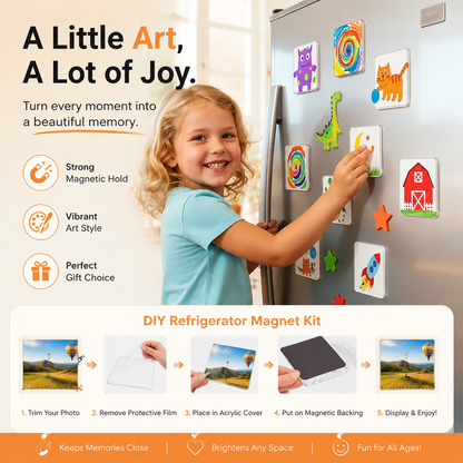 🧊DIY Acrylic Fridge Magnet Making Kit – Custom Clear Picture Magnets for Kids’ Artwork, Family Photos & Creative Home Decor