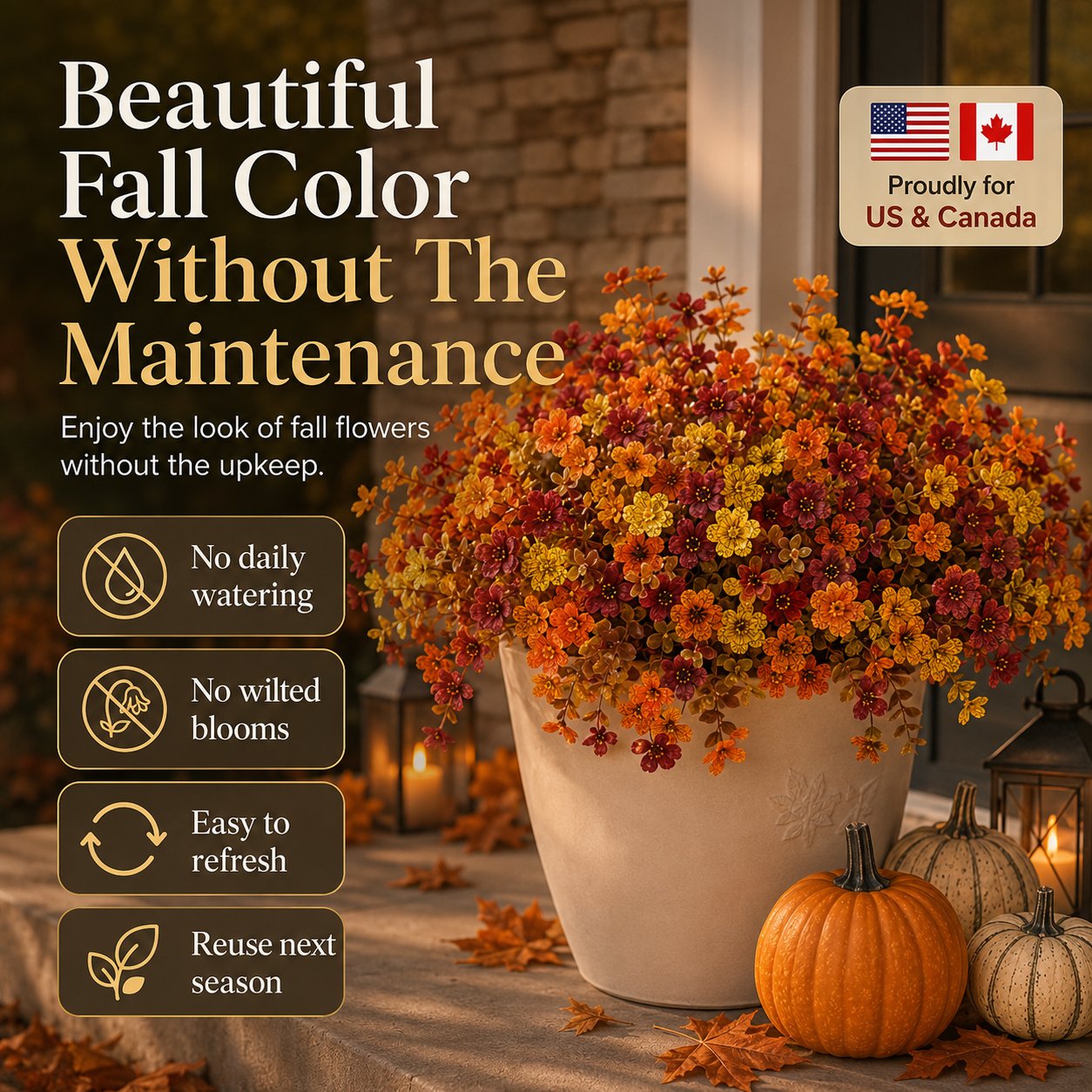 Ultimate Fall Porch Refresh Bundle 🍁 Real-Touch Faux Flowers - UV Resistant