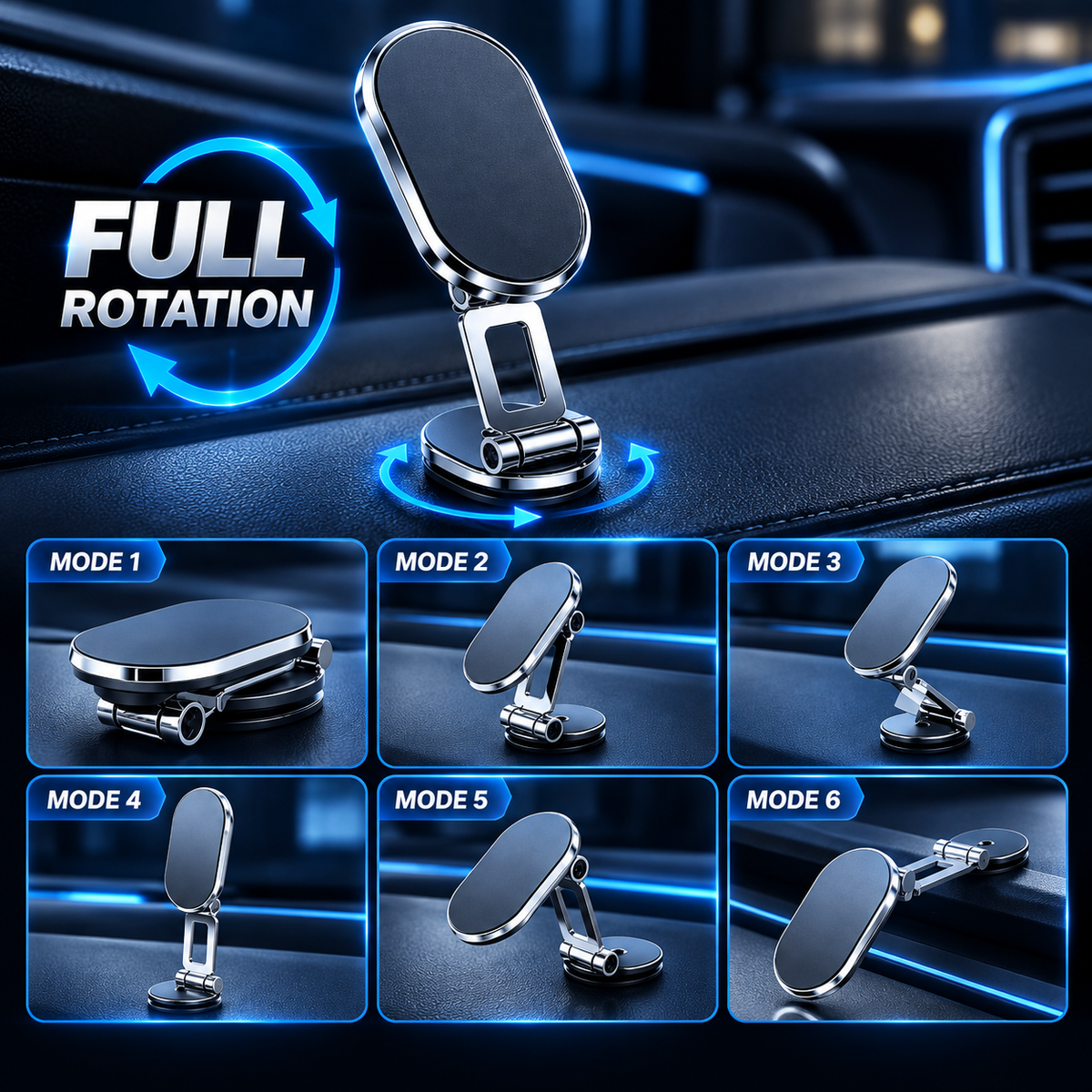 Heavy-Duty 360° Rotatable Magnetic Car Phone Mount for All Smartphones 🔥🚘