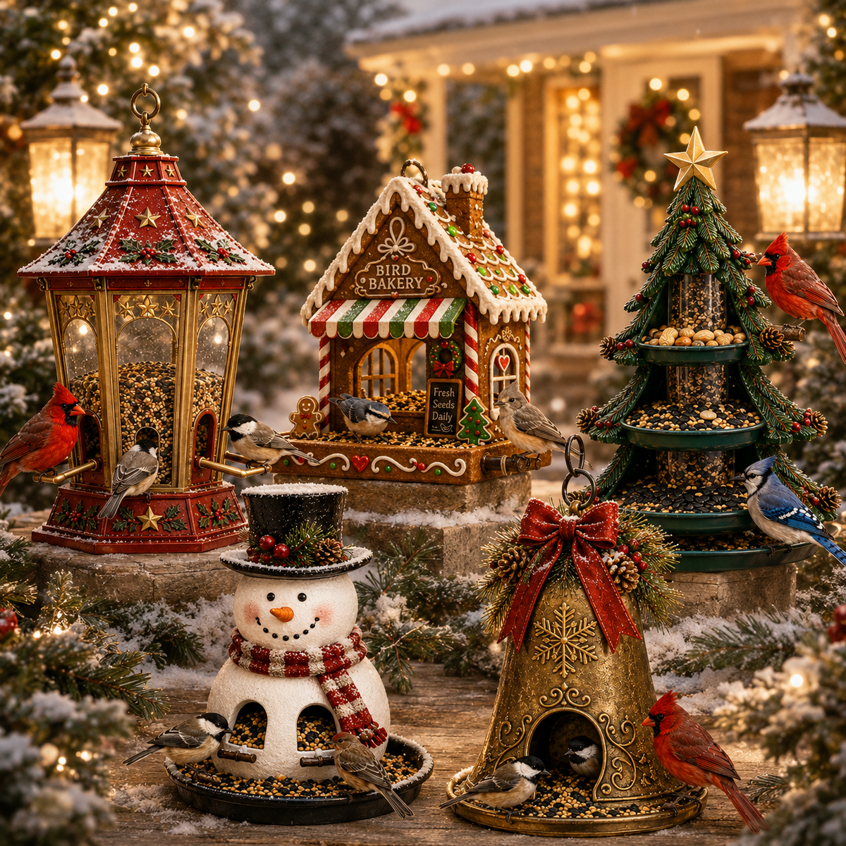 ⛄ Festive Christmas Hanging Bird Feeders – Weatherproof Wild Bird Care for Garden & Patio 🌲✨