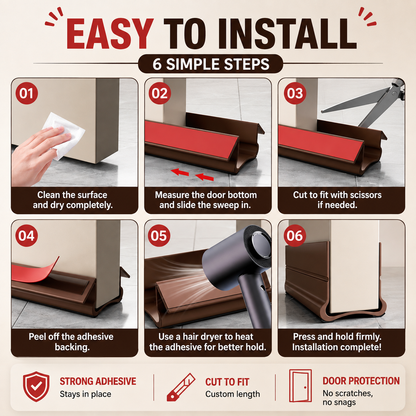 🛡️ Self-Adhesive Door Bottom Seal - Soundproof & Anti-Bug Draft Blocker
