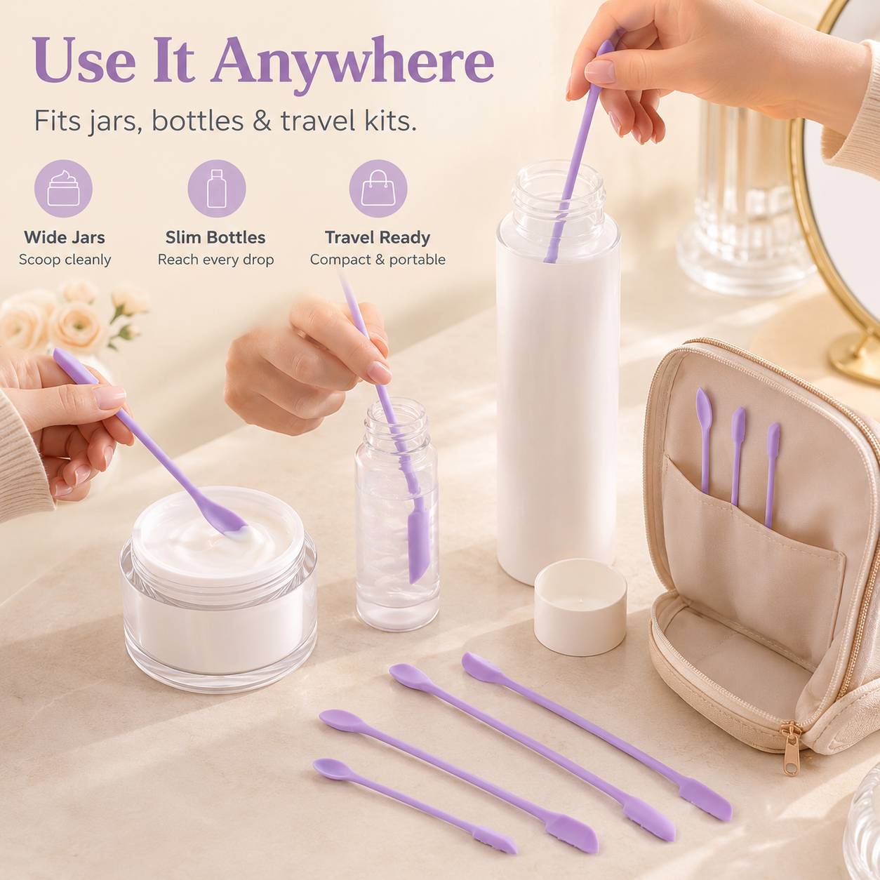 The Ultimate Empty Bottle Hack: Dual-Ended Silicone Mini Spatula -3 Piece Set✨