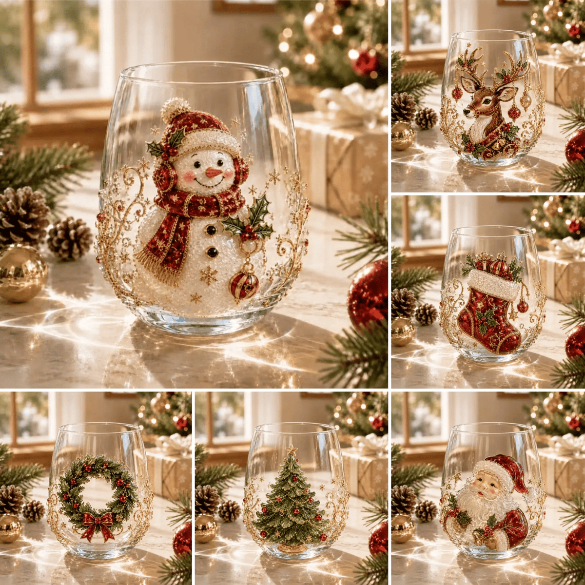🎄 Luxury Christmas Glass Art Cup – Festive Holiday Drinkware & Premium Gift for Christmas 🎁✨