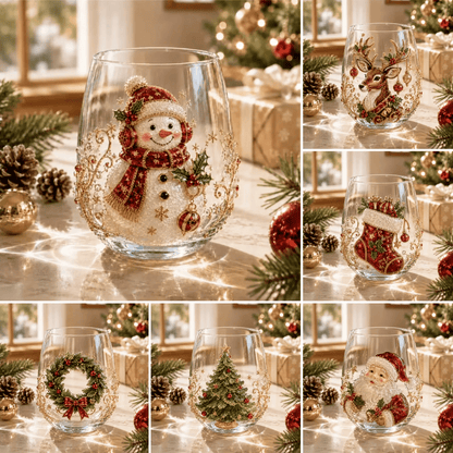 🎄 Luxury Christmas Glass Art Cup – Festive Holiday Drinkware & Premium Gift for Christmas 🎁✨