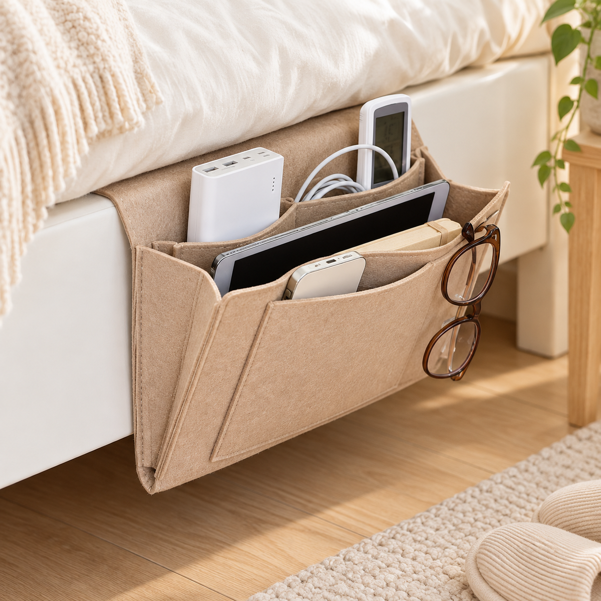 Cozy Felt Nightstand Organizer & Sofa Armrest Storage Bag 🏡