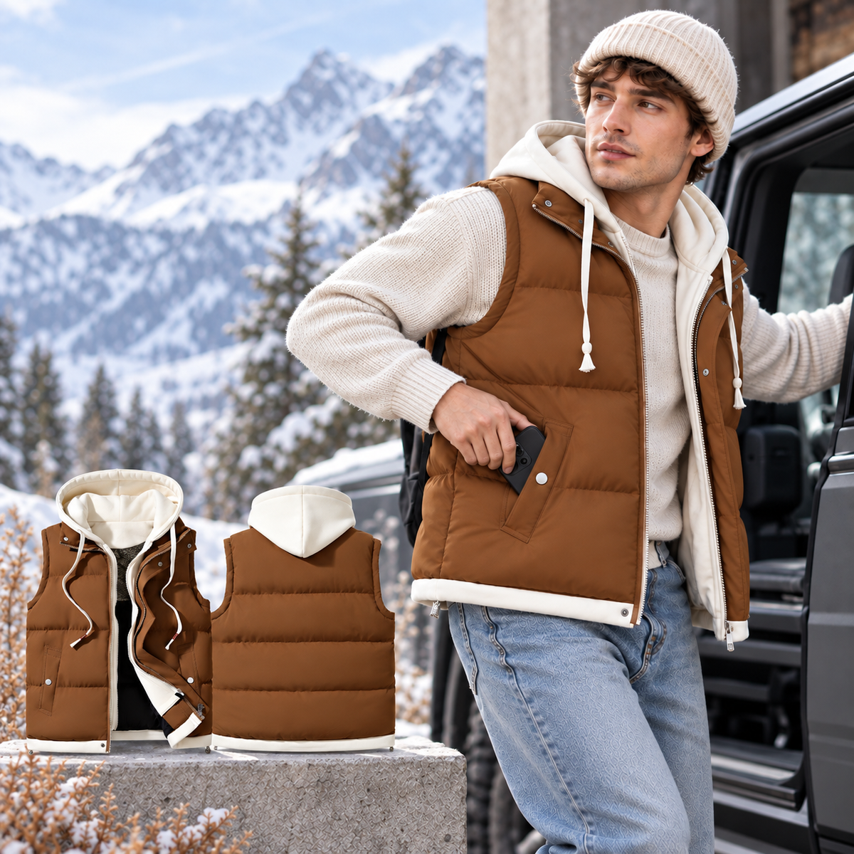 Unisex All-Day Comfort & Style: Layered Hooded Thermal Vest 🍁🕺
