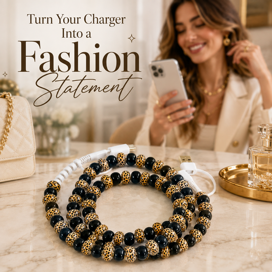 Luxury Leopard Beaded Dual-Head Charging Cable 🖤⚡