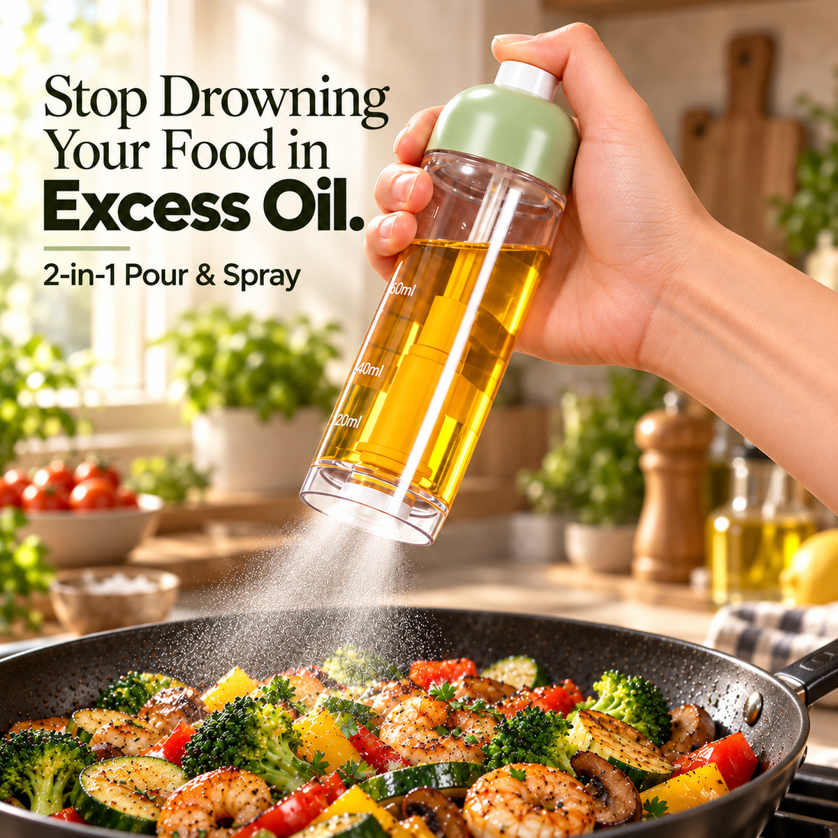 🌿 2-in-1 Nano Oil Sprayer & Dispenser for Healthy Cooking 🥗