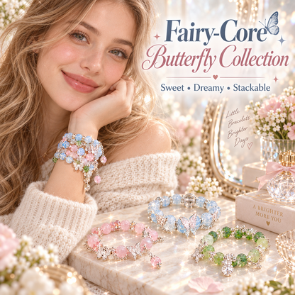 🦋 Sweet Forest Fairy Butterfly Stackable Bracelet Set (9 Pcs)