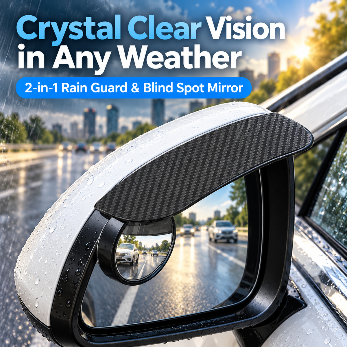 2-Pack Anti-Rain Rearview Mirror Visor & Convex Blind Spot Mirror🌧️