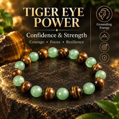 Green Aventurine & Tiger Eye Protection & Success Bracelet 💚