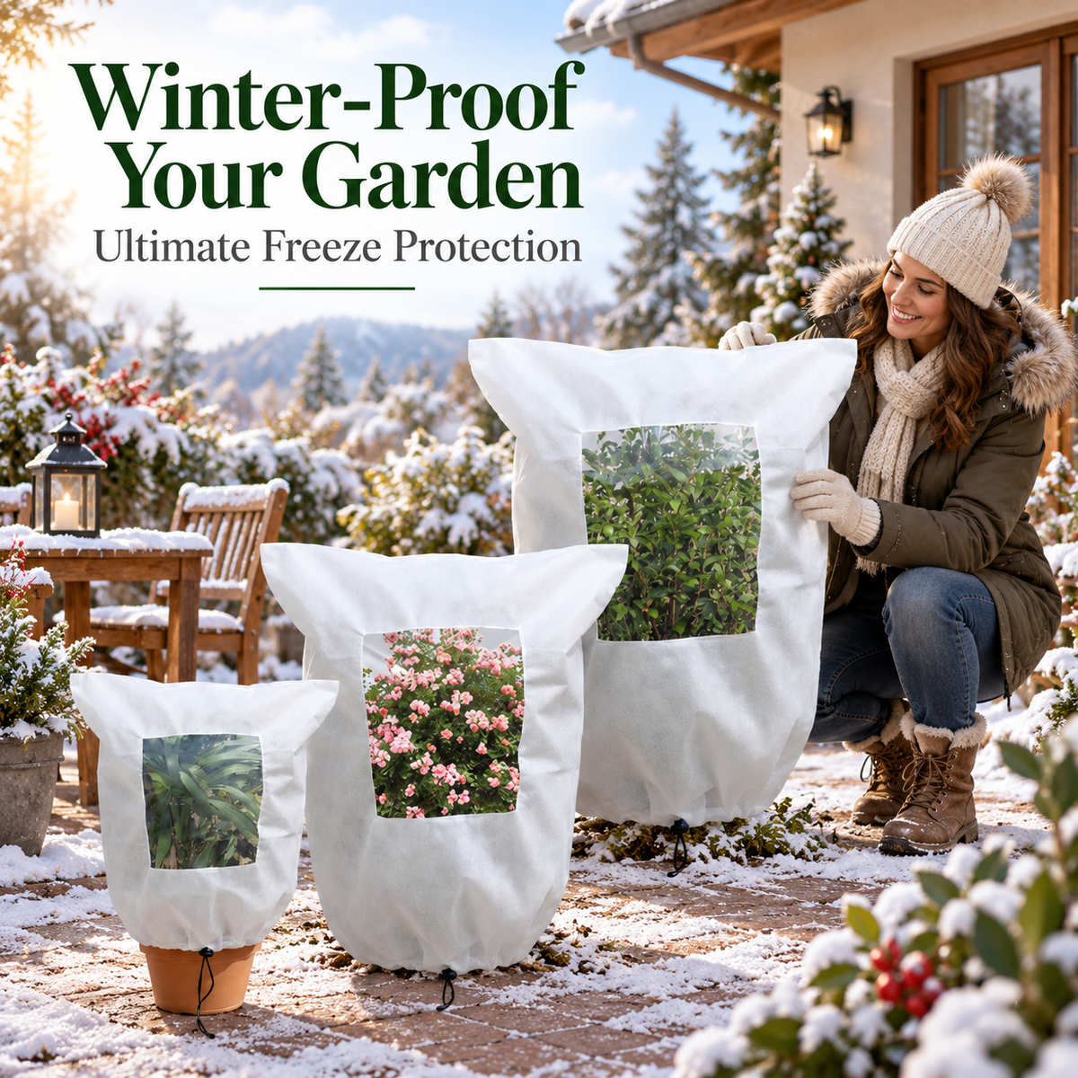 Winter Frost Protection Plant Cover with Zipper & Clear Window ❄️🌿