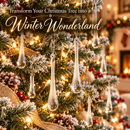 ❄️ Clear Crystal Snowflake & Icicle Christmas Ornaments