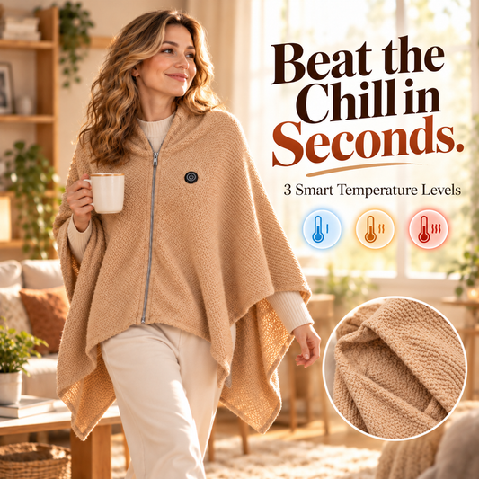 🔥 All-Day Warmth: 3-Mode USB Powered Electric Heating Shawl