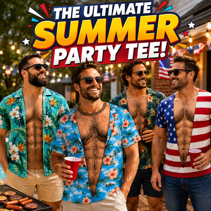 3D Hairy Chest Hawaiian Novelty Tee 🌴😂