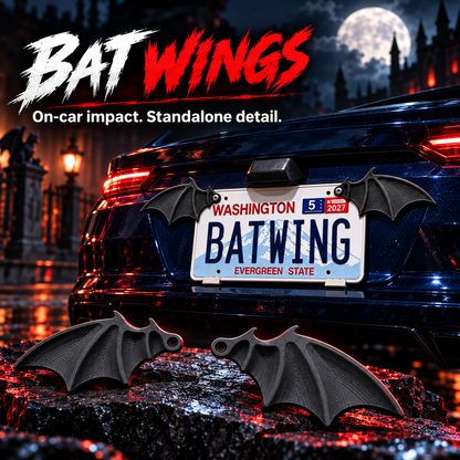 🦇 3D Bat Wing License Plate Decorations – Gothic Car Accessories