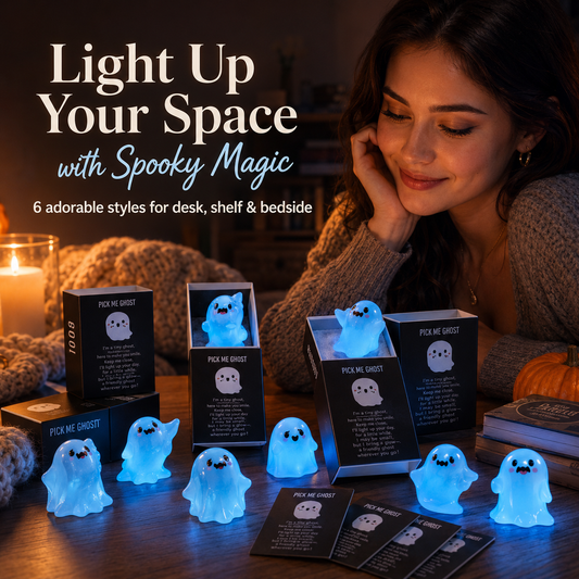 🌙 Light Up Your Night: Cute Glow-in-the-Dark Positive Ghost Figurine in Matchbox👻