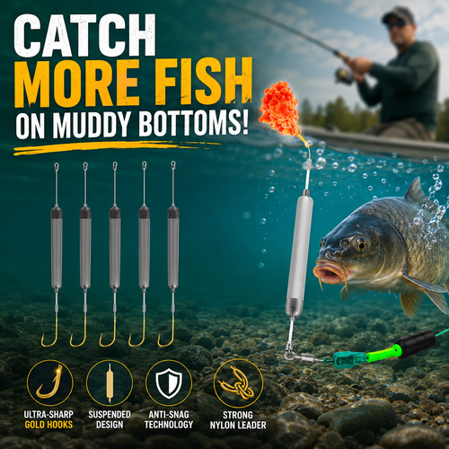 🎣 Anti-Snag Floating Fishing Rig with Gold Sleeved Hooks (Pack of 5)