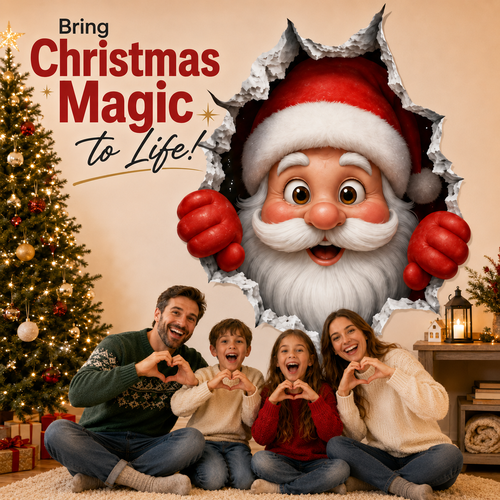 🎅 Bring Christmas Magic Home:  Santa Burst Wall Sticker!
