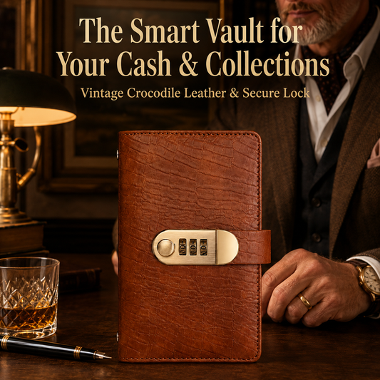 "Multi-Functional Vintage Crocodile Password Lock Cash & Currency Binder 💰🔒"