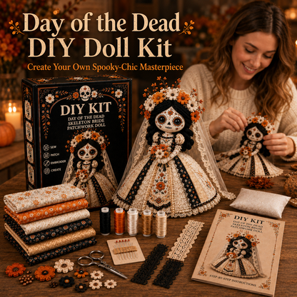 ✂️ DIY Marigold Spirit Patchwork Doll – Complete Crafting Kit for Halloween🎃