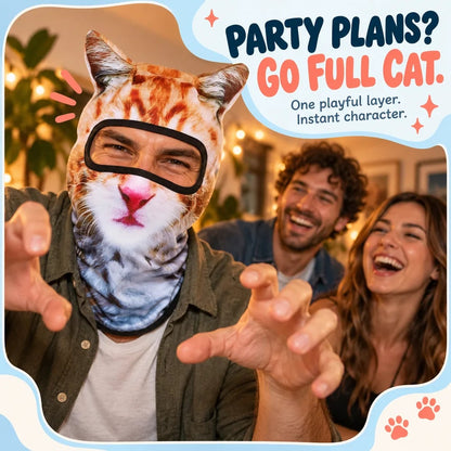 🔥🐱3D Realistic Animal Head Mask for Skiing, Cycling & Costume Parties