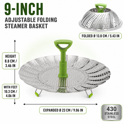 🥦 Multi-Functional Collapsible Veggie Steamer Basket, Strainer & Serving Bowl 🍲
