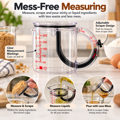🥣 Adjustable Measuring Cup with Built-In Scraper – 1 Cup / 250 mL