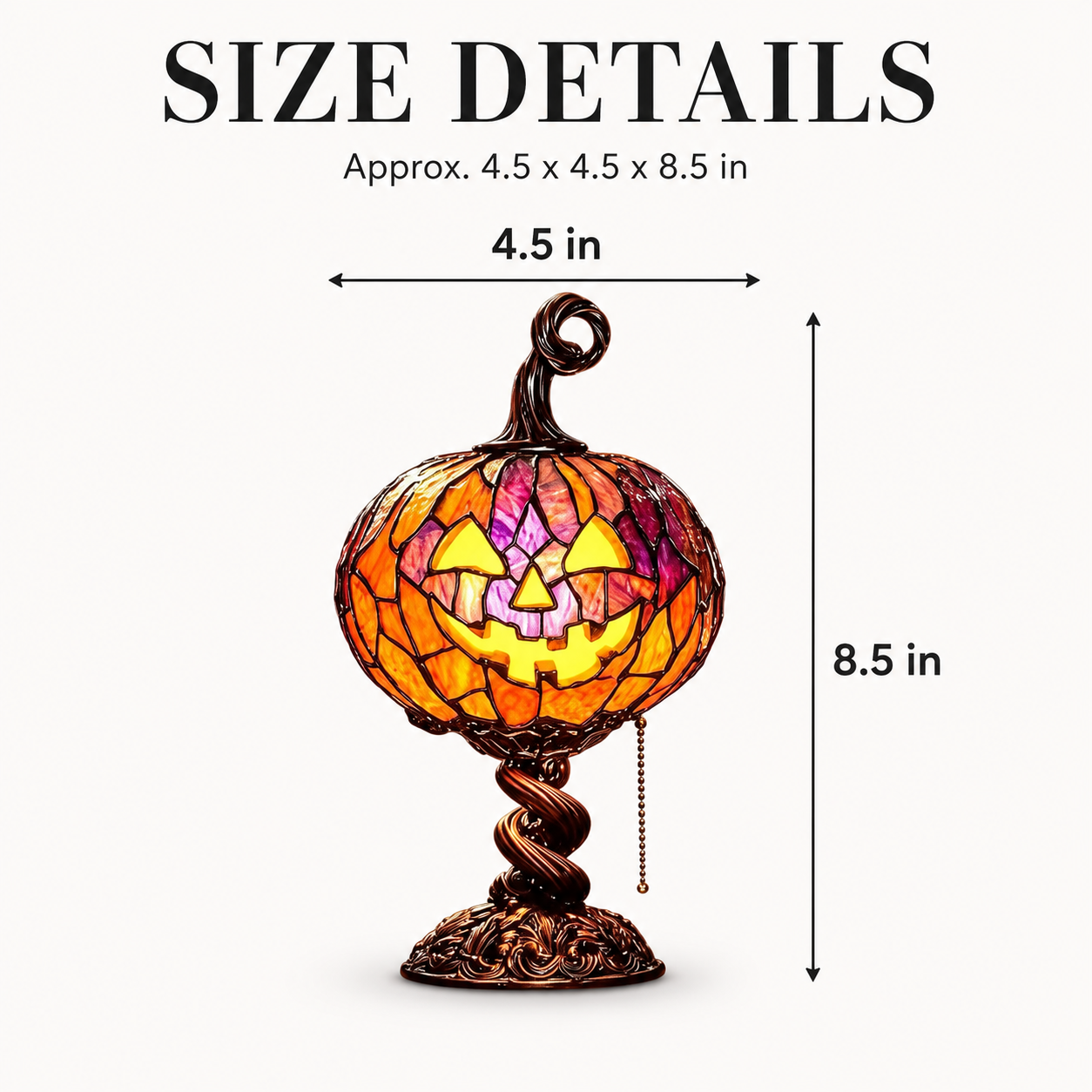 🎃 Vintage Stained Glass Pumpkin Table Lamp – Warm Halloween Accent Light