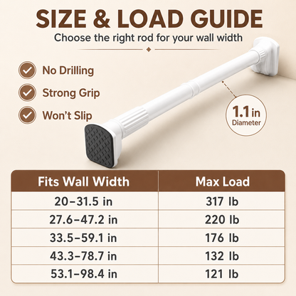 🔥 Heavy-Duty No-Drill Tension Drying Rod