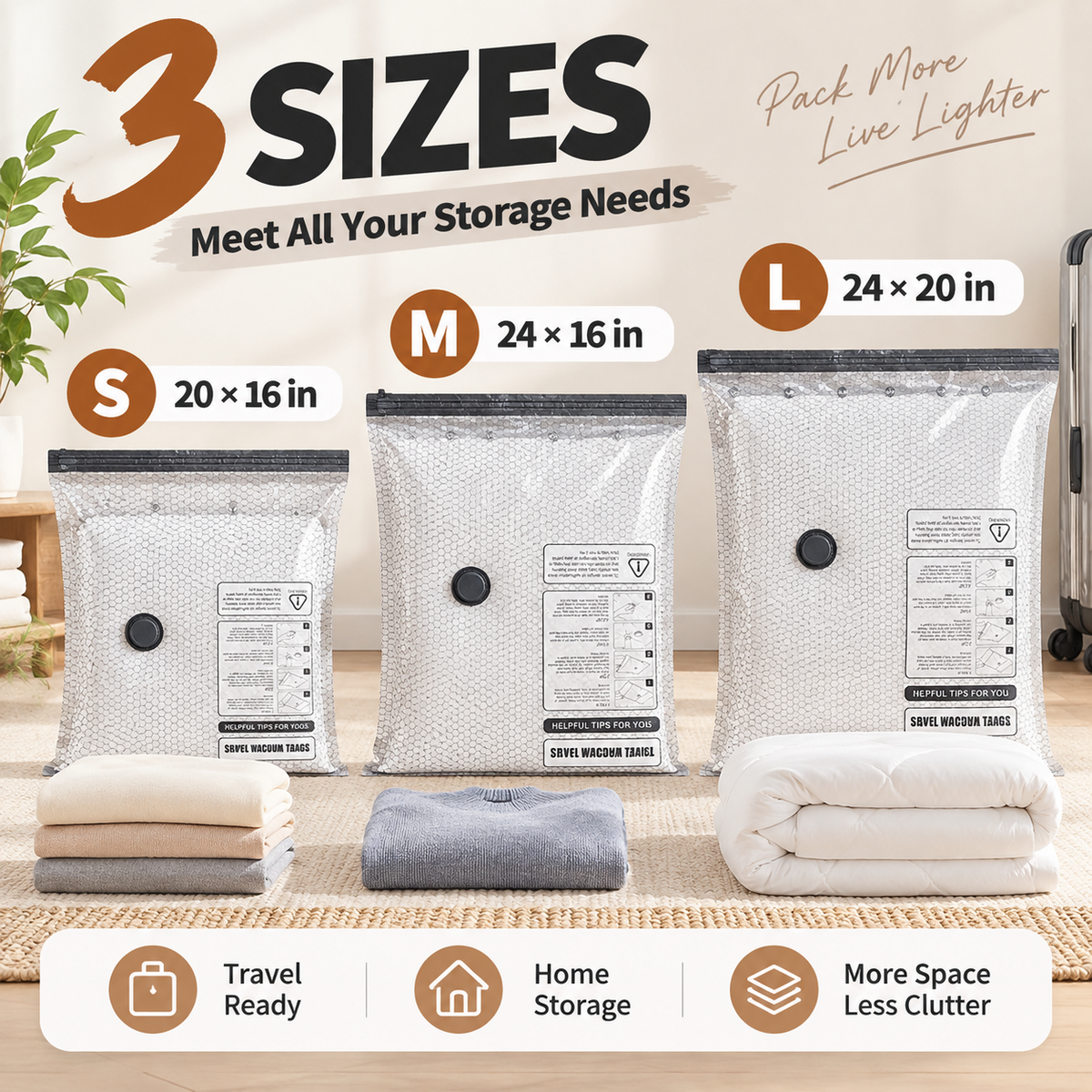 ✈️ Travel Vacuum Compression Storage Bags with Electric Pump