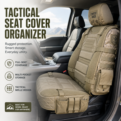Heavy-Duty Tactical MOLLE Vehicle Seat Organizer – Rugged Multi-Pocket
