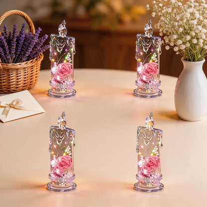 ✨ Set of Four Realistic Rose Candle Lights
