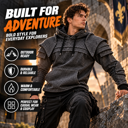 🖤 Rugged Layered Hooded Sweatshirt – Modern Streetwear Style