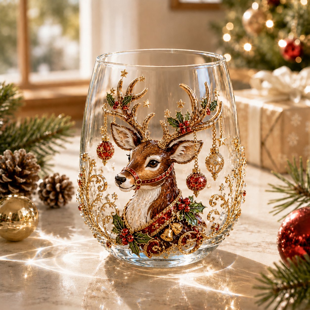🎄 Luxury Christmas Glass Art Cup – Festive Holiday Drinkware & Premium Gift for Christmas 🎁✨