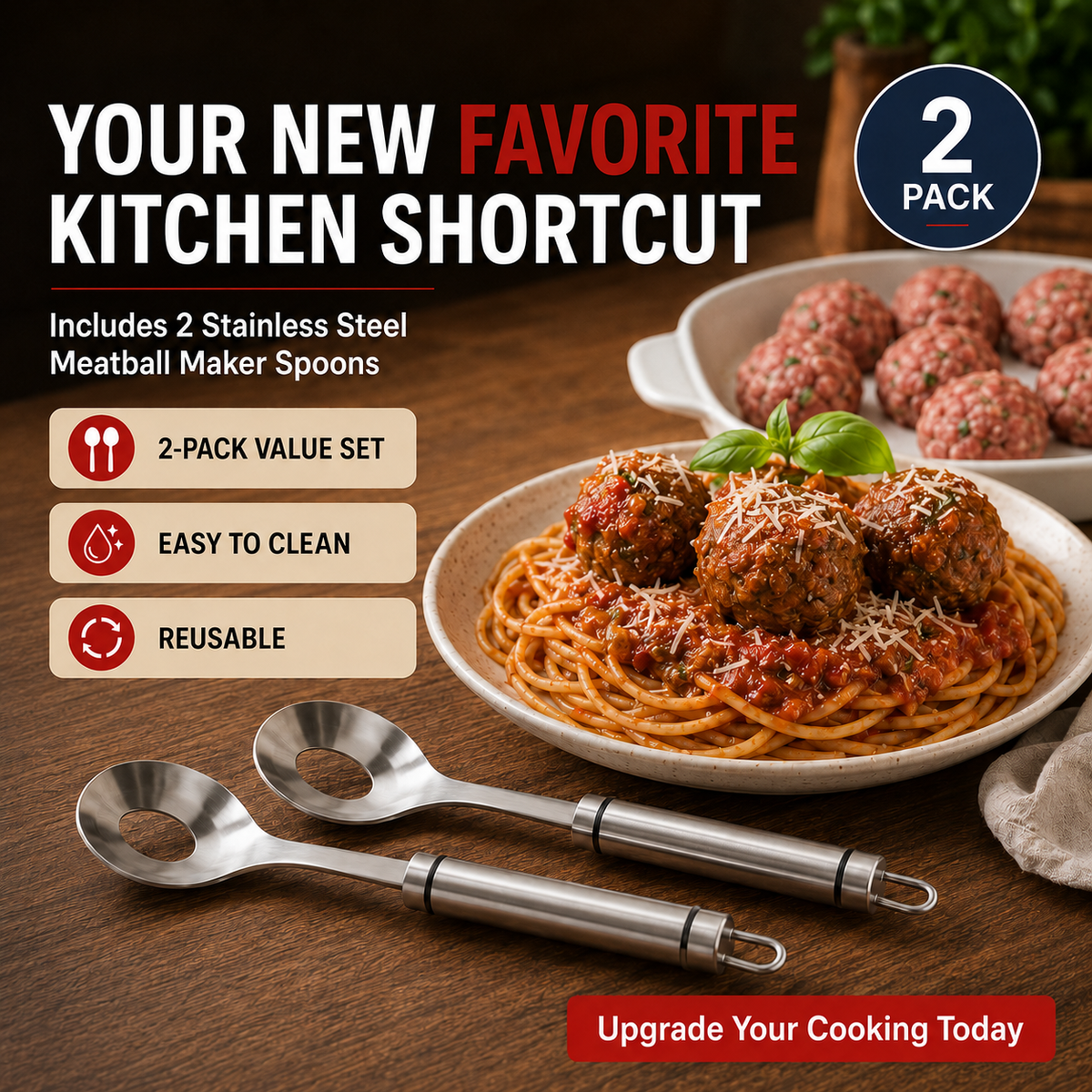 🍝 Stainless Steel Meatball Maker Spoon – Make Perfect Meatballs Without Messy Hands