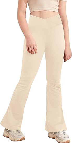🤸‍♀️ Girls’ V-Cross High Waisted Flare Leggings – Ultra-Soft Stretch Yoga Bell Bottoms ✨