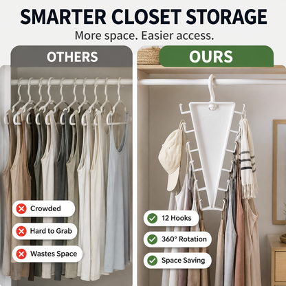 360° Rotating V-Shaped 12-Hook Space-Saving Closet Hanger 🧥✨