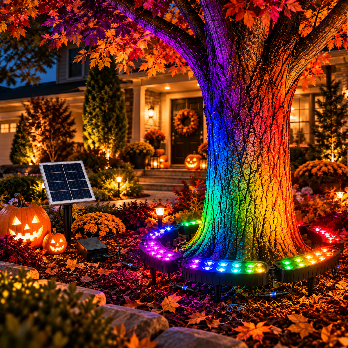 🎄 Make Every Tree Glow for Christmas – Solar RGB Landscape Ring Light💜💙💚