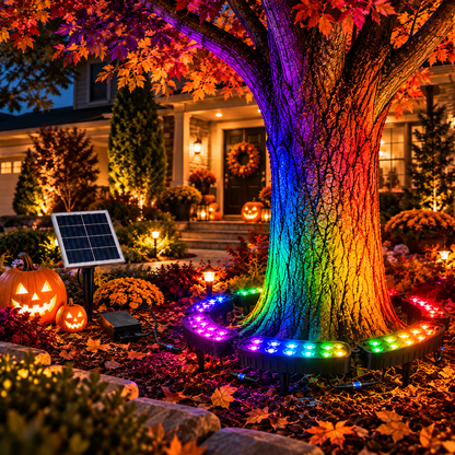 🎄 Make Every Tree Glow for Christmas – Solar RGB Landscape Ring Light💜💙💚