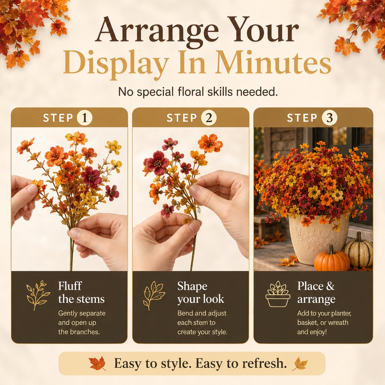 Ultimate Fall Porch Refresh Bundle 🍁 Real-Touch Faux Flowers - UV Resistant