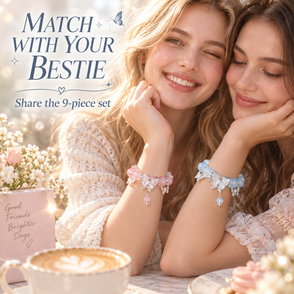 🦋 Sweet Forest Fairy Butterfly Stackable Bracelet Set (9 Pcs)