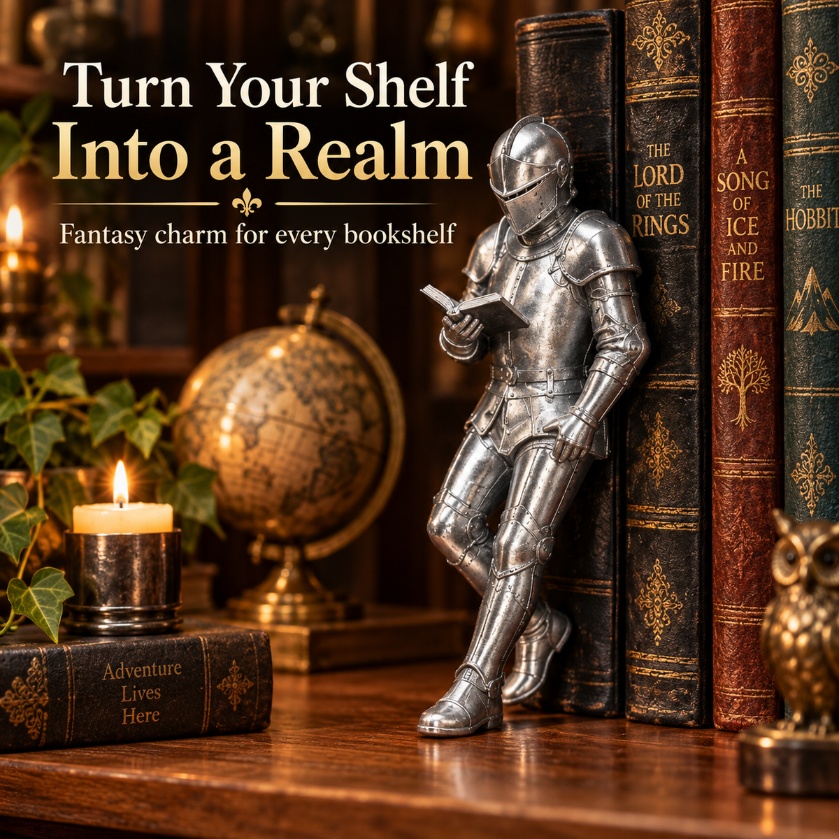 Medieval Knight Bookshelf Decor & Fantasy Book Nook Figurine ⚔️