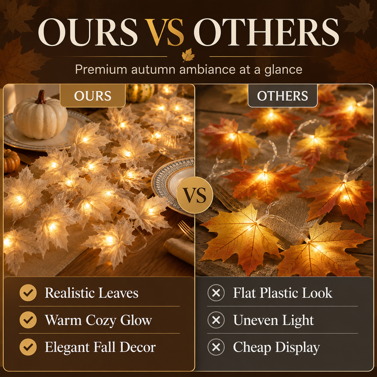🍂 Instant Cozy Vibes Autumn Warm Maple Leaf LED String Lights