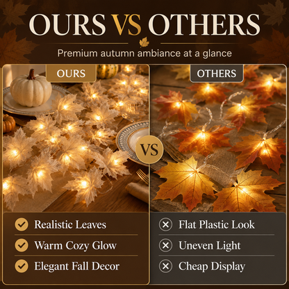 🍂 Instant Cozy Vibes Autumn Warm Maple Leaf LED String Lights