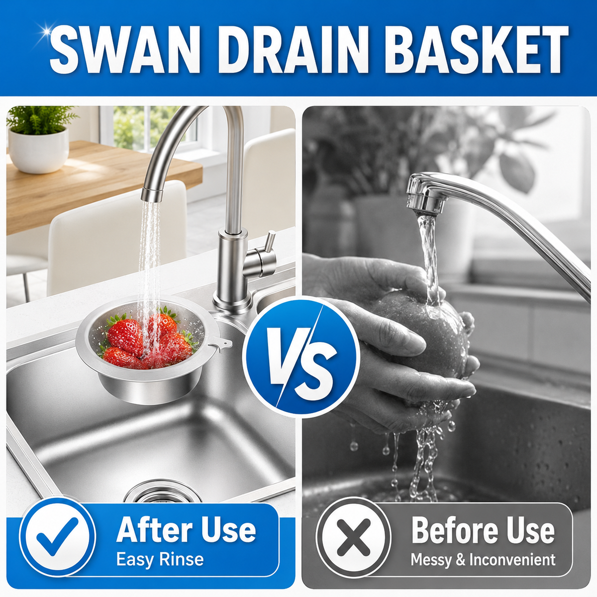 🚰 360° Rotating Stainless Steel Sink Strainer Basket
