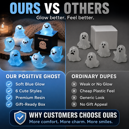 🌙 Light Up Your Night: Cute Glow-in-the-Dark Positive Ghost Figurine in Matchbox👻