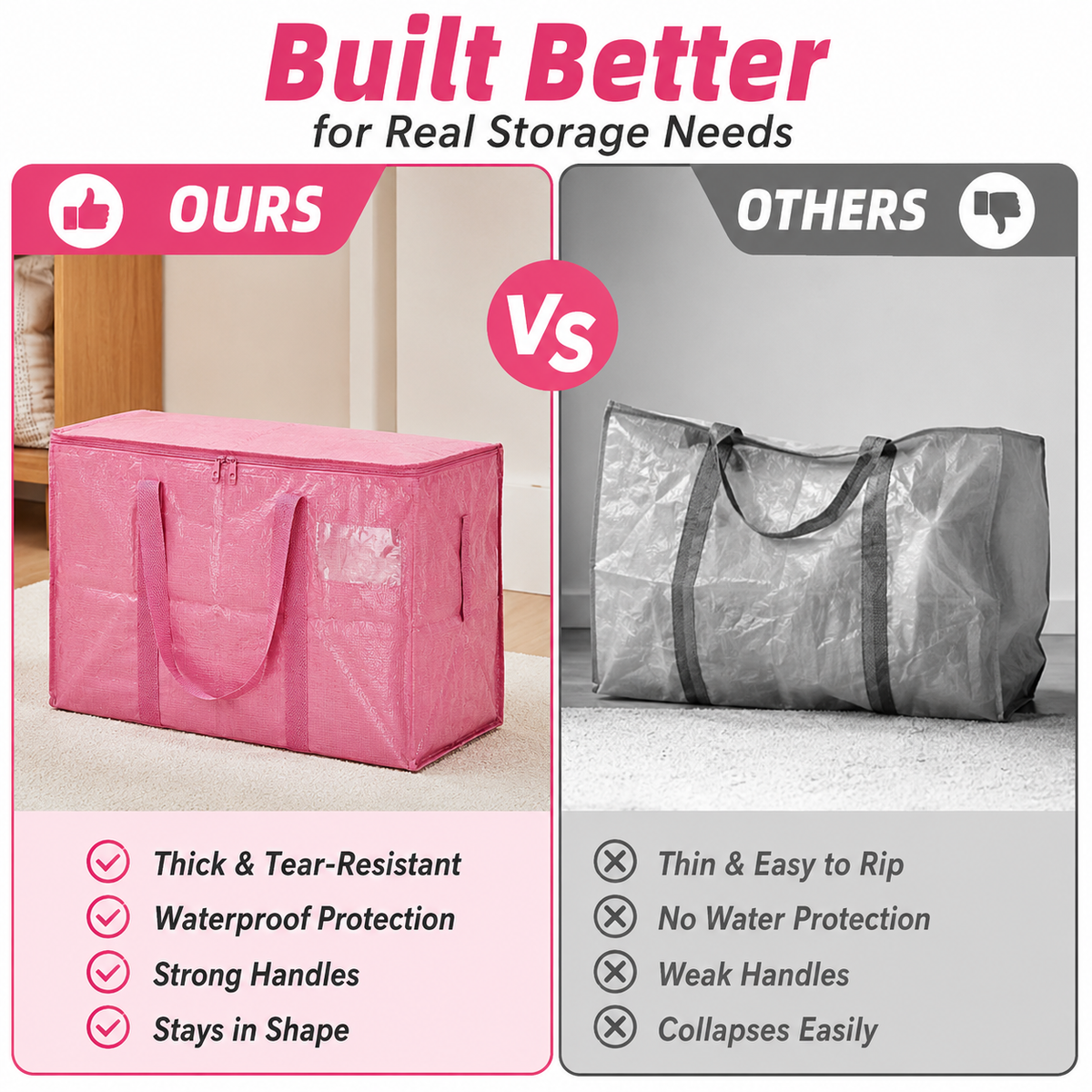 Heavy-Duty Waterproof Moving & Storage Bag with Tag Window🤝