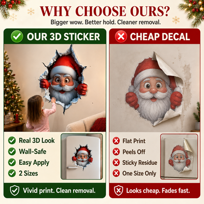 🎅 Bring Christmas Magic Home:  Santa Burst Wall Sticker!
