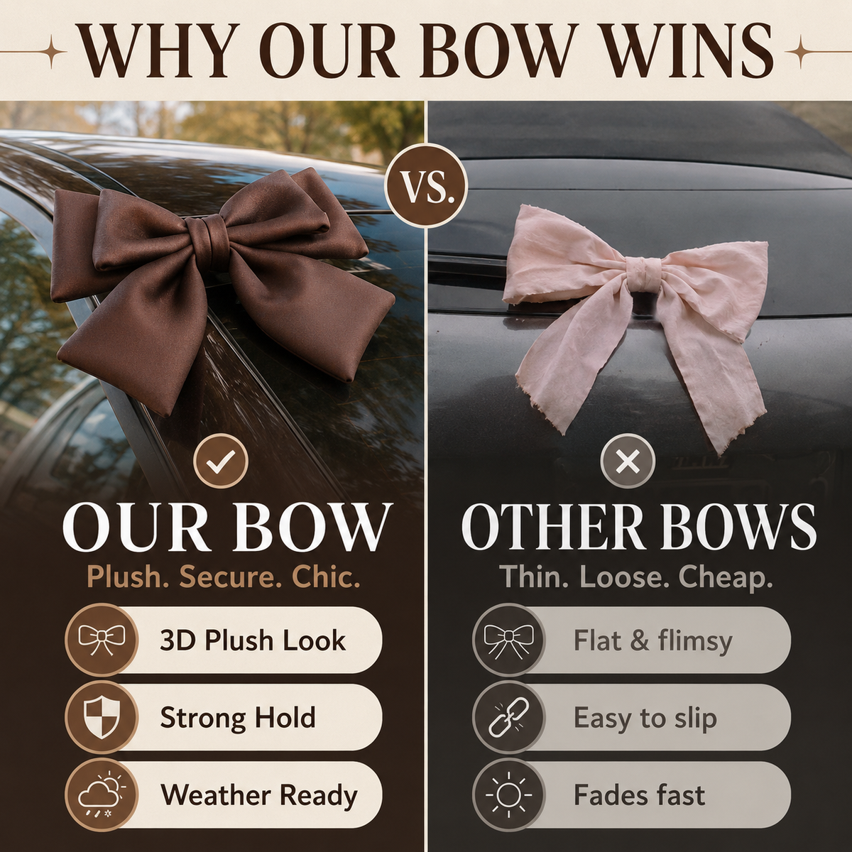 🎀 3D Plush Bow Car Exterior Decor